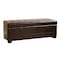 Baxton Studio Dark Brown Full Leather Storage Bench Ottoman With Dimples A-1834 - alternate 1